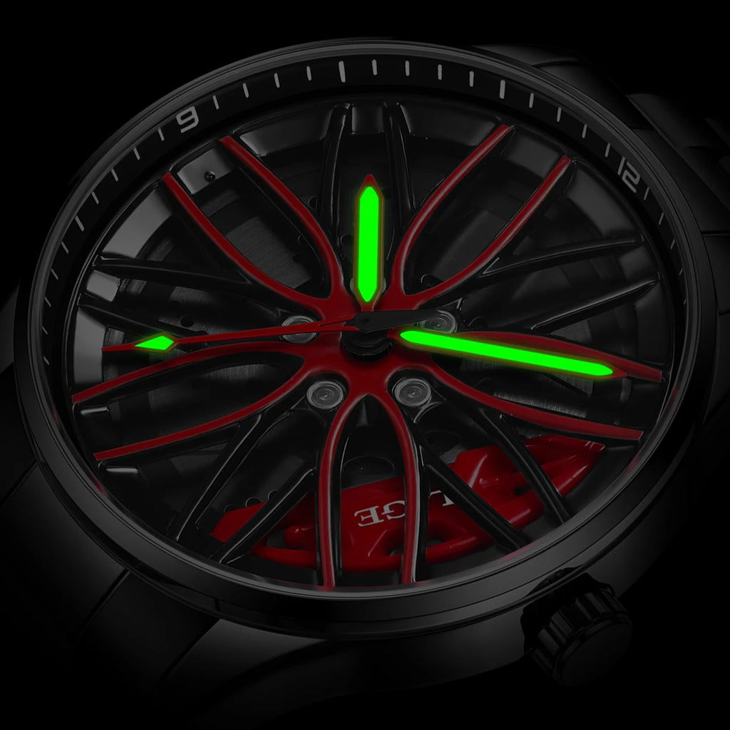 Car Wheel Rim Steering Watch for Man Rotating 3D Sports Car Men Watches Quartz Waterproof Wheel Wristwatch